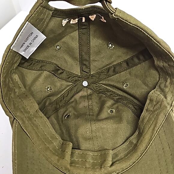 Ariat Unisex 100% Cotton Olive Green Adjustable Spellout Logo Baseball Cap Hat - Picture 5 of 7